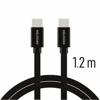 Swissten Datový kabel textile USB-C/USB-C 1,2m černý