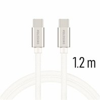 Swissten Datový kabel textile USB-C/USB-C 1,2m stříbrný