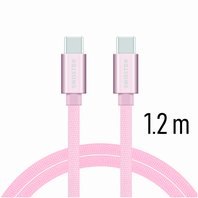 Swissten Datový kabel textile USB-C/USB-C 1,2m růžovo/zlatý