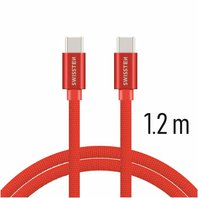 Swissten Datový kabel textile USB-C/USB-C 1,2m červený