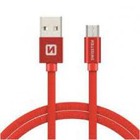Swissten Datový kabel USB/micro USB TEXTILE 1,2m červený