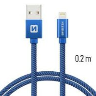Swissten Datový kabel USB/lightning TEXTILE  0,2m modrý