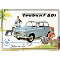 Retro cedule pohlednice plech 100x140  Trabant modrý