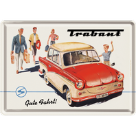 Retro cedule pohlednice plech 100x140  Trabant červený
