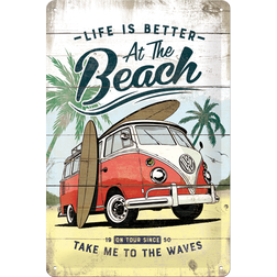 Retro cedule plech 200x300 VW Life is Better at the Beach