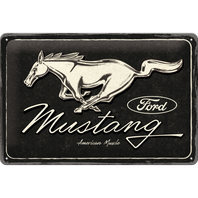 Retro cedule plech 200x300 Ford Mustang (Horse Logo Black)