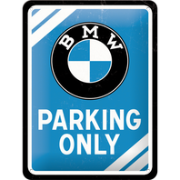 Retro cedule plech 150x200 BMW Parking Only (modrá)