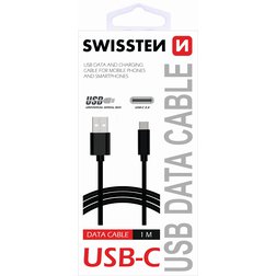 Swissten Datový kabel USB/USB-C 3.1 černý 1,2m